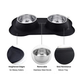 Stainless Steel Double Pet Bowl With Non-Skid Silicone Mat