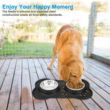 Stainless Steel Double Pet Bowl With Non-Skid Silicone Mat